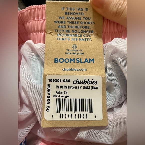 NWT Chubbies On the Horizons 5.5” Size XXL Lined Striped Blue Pink Swim Men - Picture 3 of 3